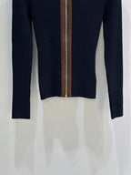 Ribbed Zip-Up Navy Jacket