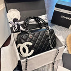 Black Quilted Mini Top Handle Bag