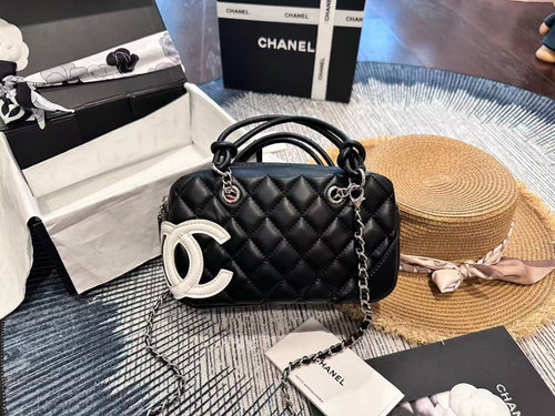 Black Quilted Mini Top Handle Bag