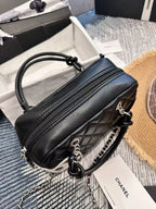 Black Quilted Mini Top Handle Bag
