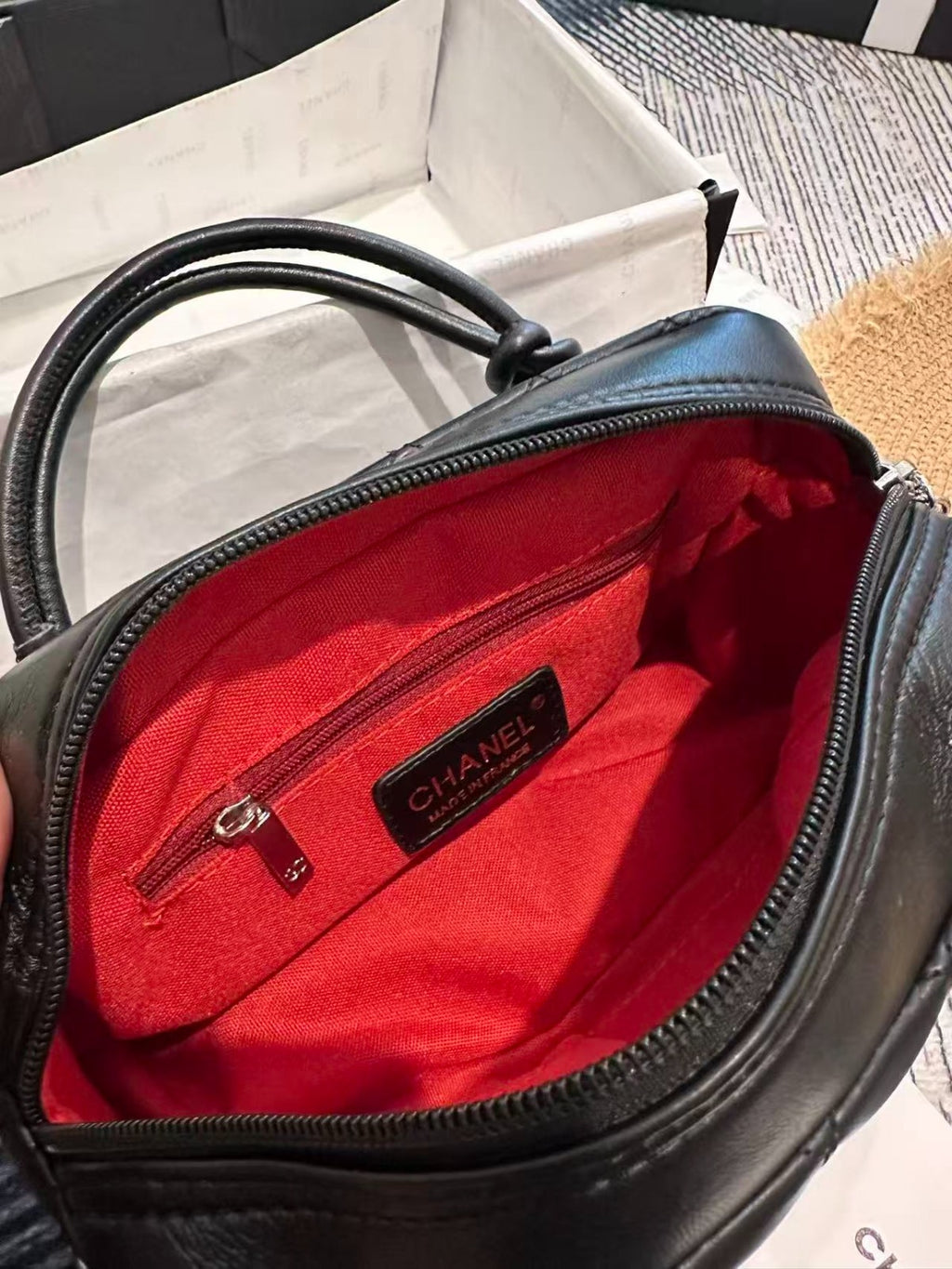 Black Quilted Mini Top Handle Bag