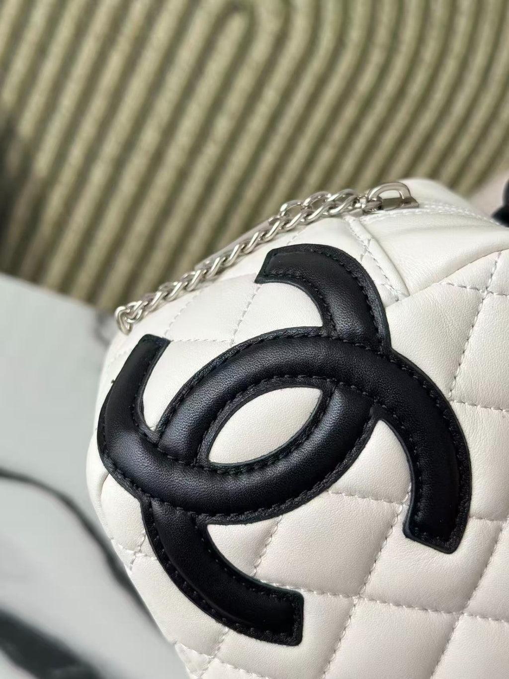 White Quilted Mini Top Handle Bag