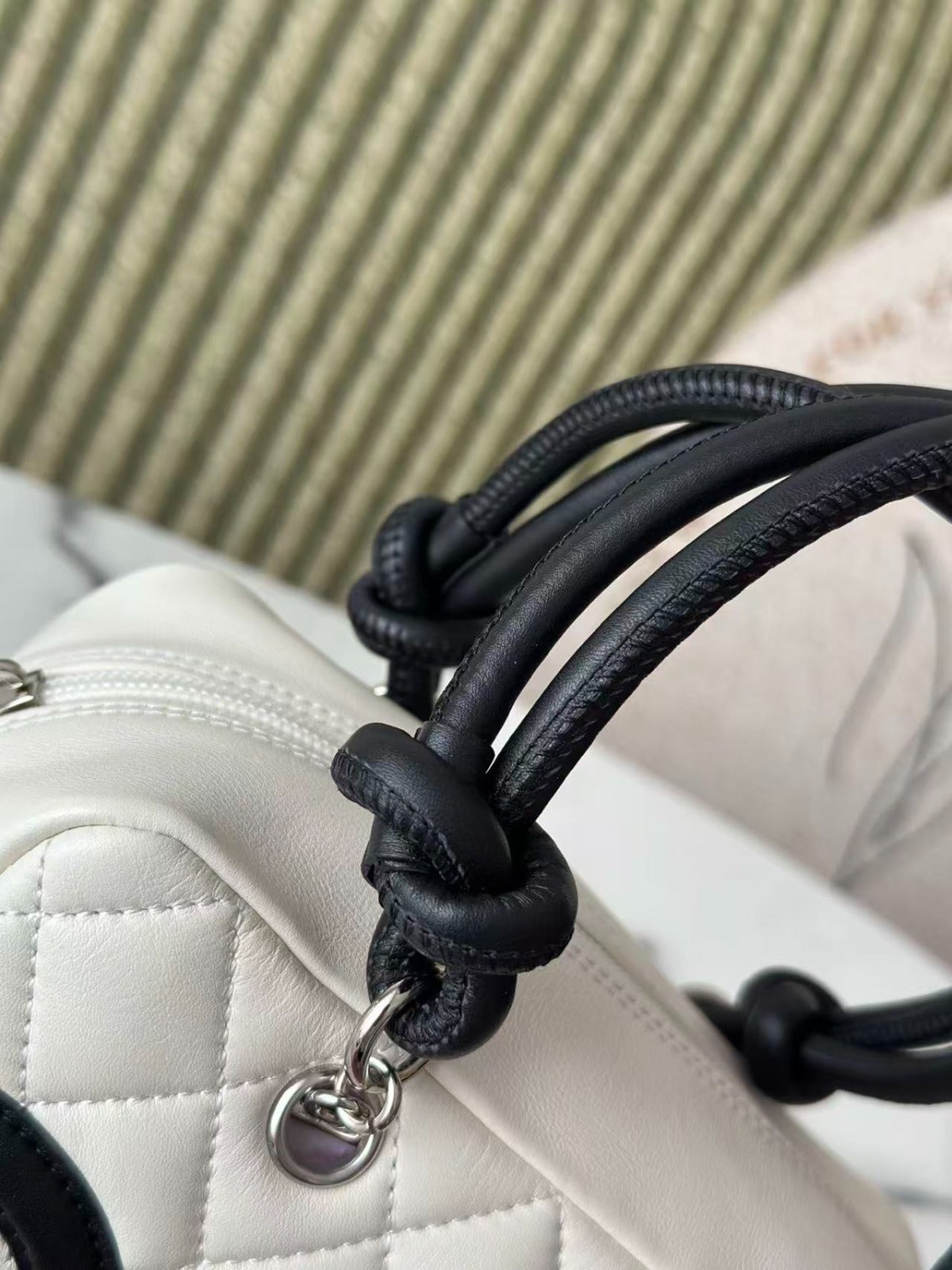 White Quilted Mini Top Handle Bag