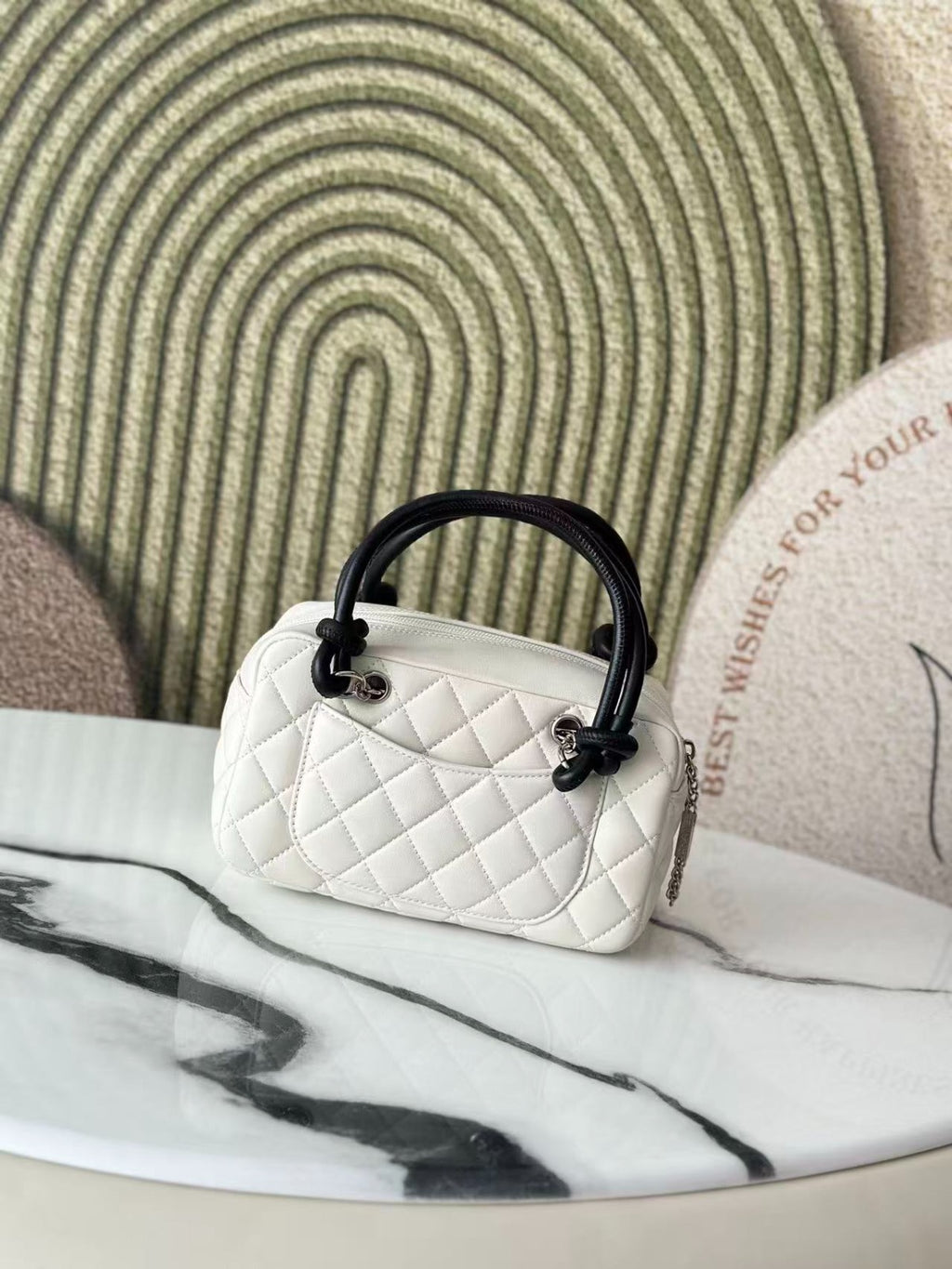 White Quilted Mini Top Handle Bag