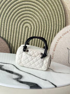 White Quilted Mini Top Handle Bag
