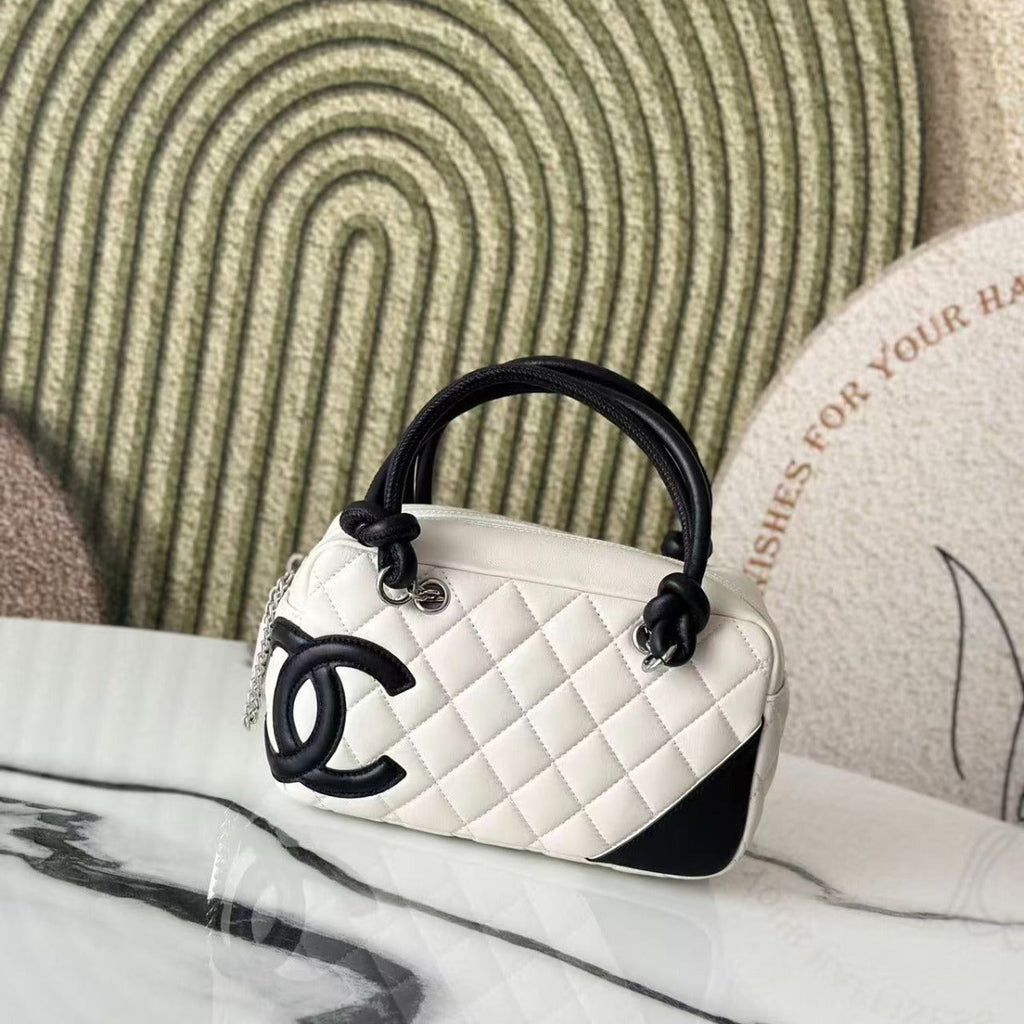 White Quilted Mini Top Handle Bag
