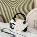 White Quilted Mini Top Handle Bag