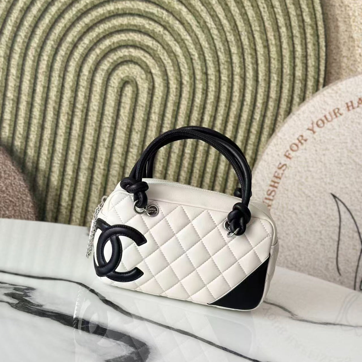 White Quilted Mini Top Handle Bag