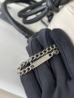 White Quilted Mini Top Handle Bag