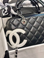 Black Quilted Mini Top Handle Bag