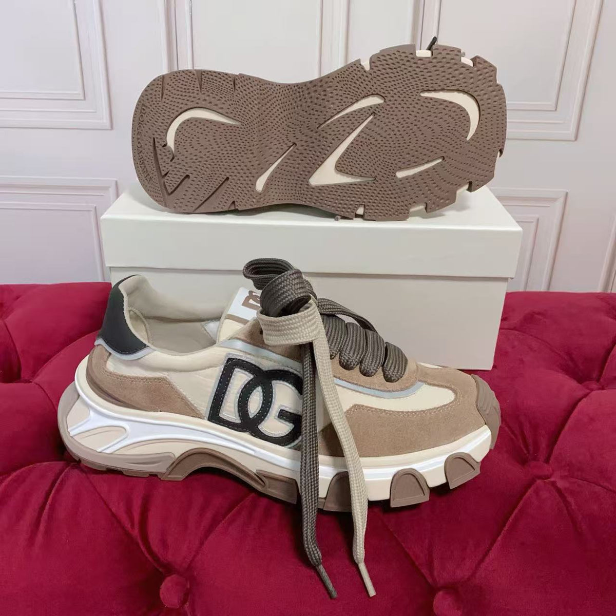 Taupe & Cream Chunky Sneakers