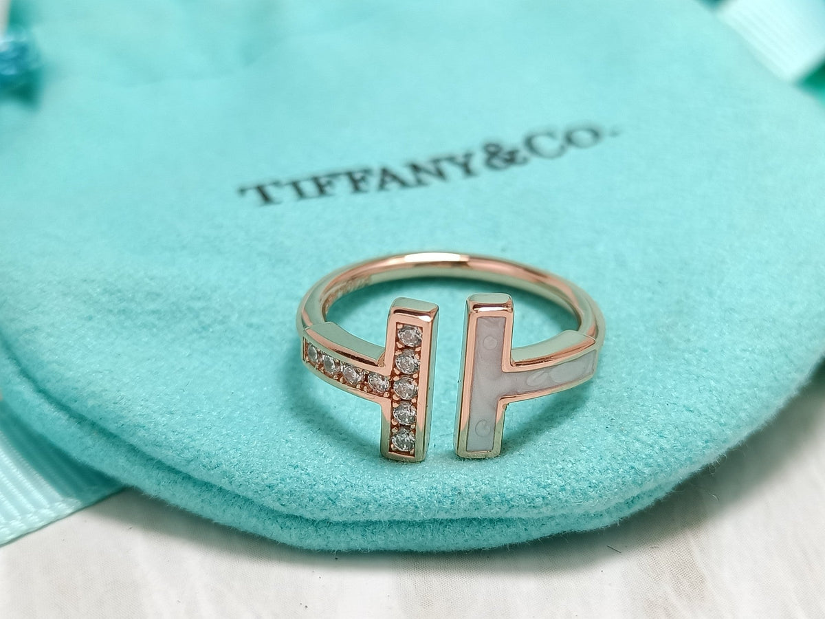 Double T Enamel & Diamond Ring