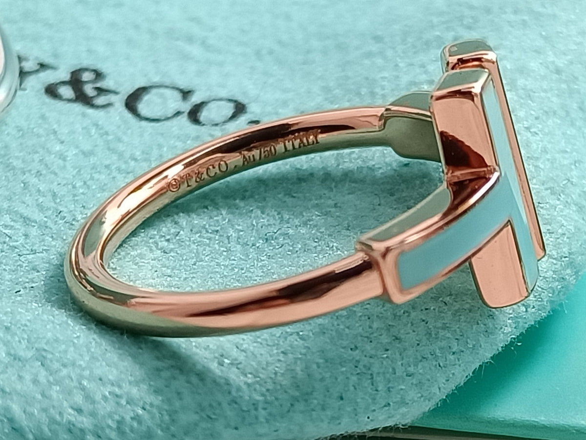 Double T Enamel & Diamond Ring