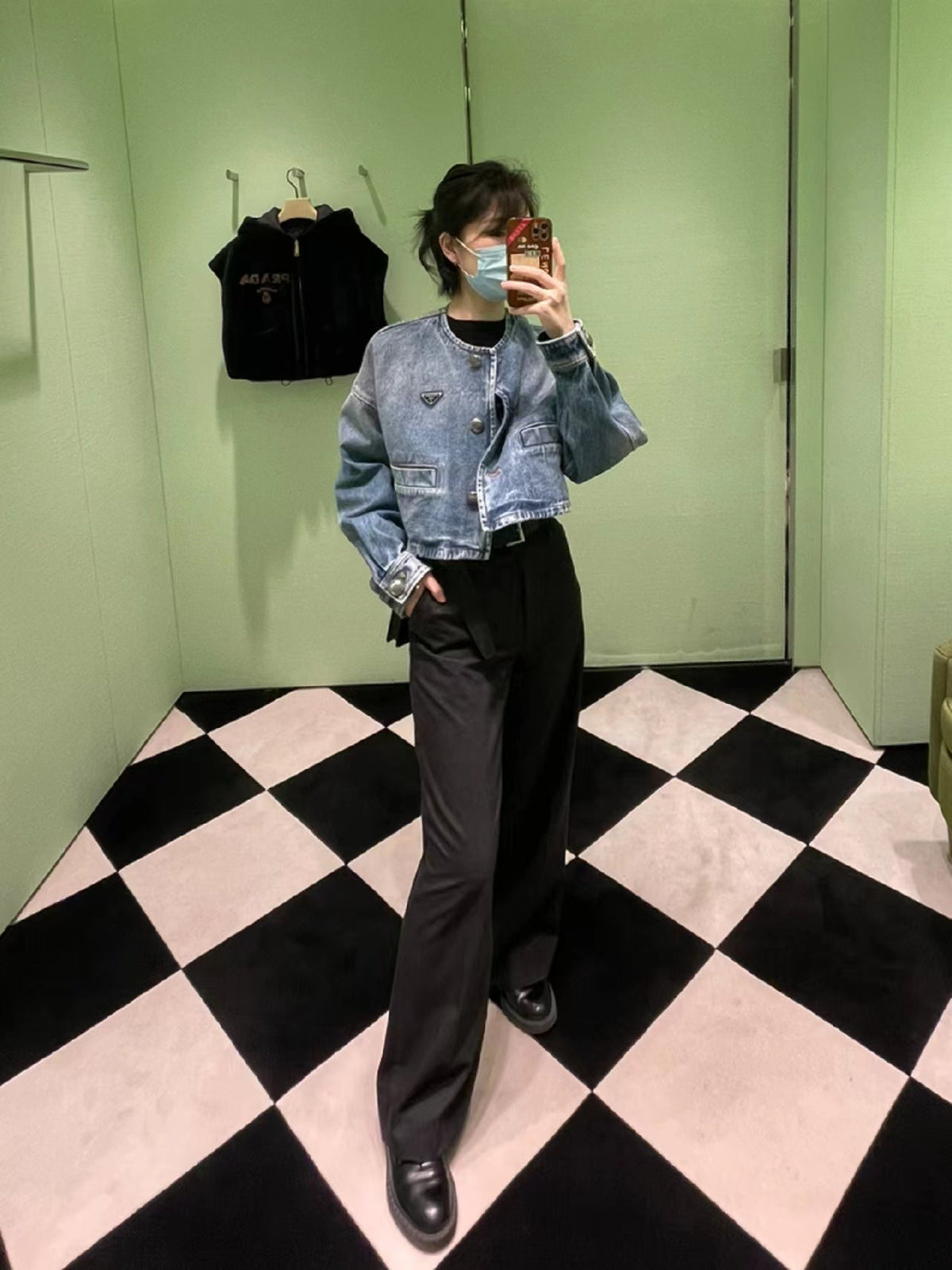 Washed Denim Logo Jacket