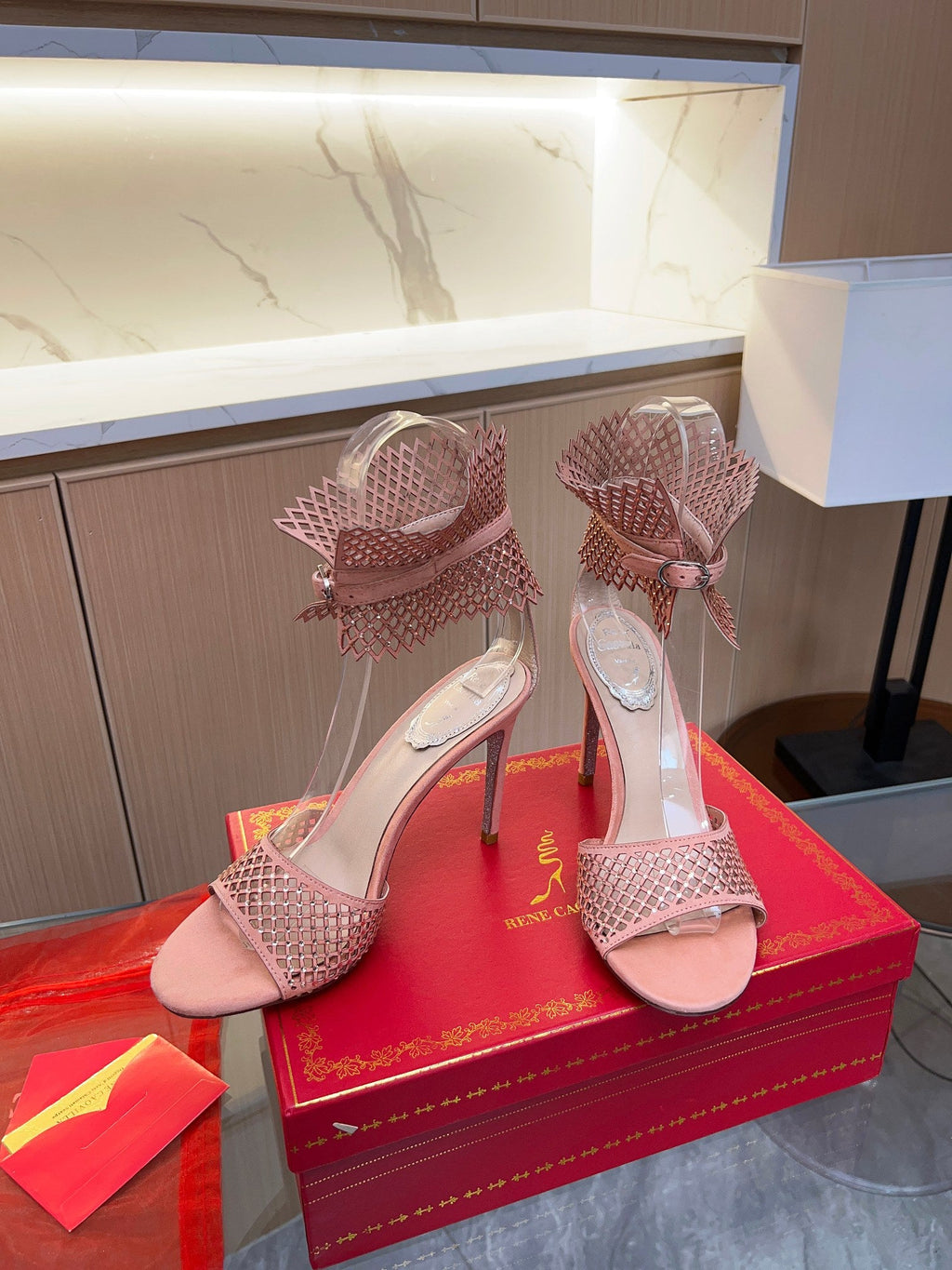 Crystal Mesh High Heels