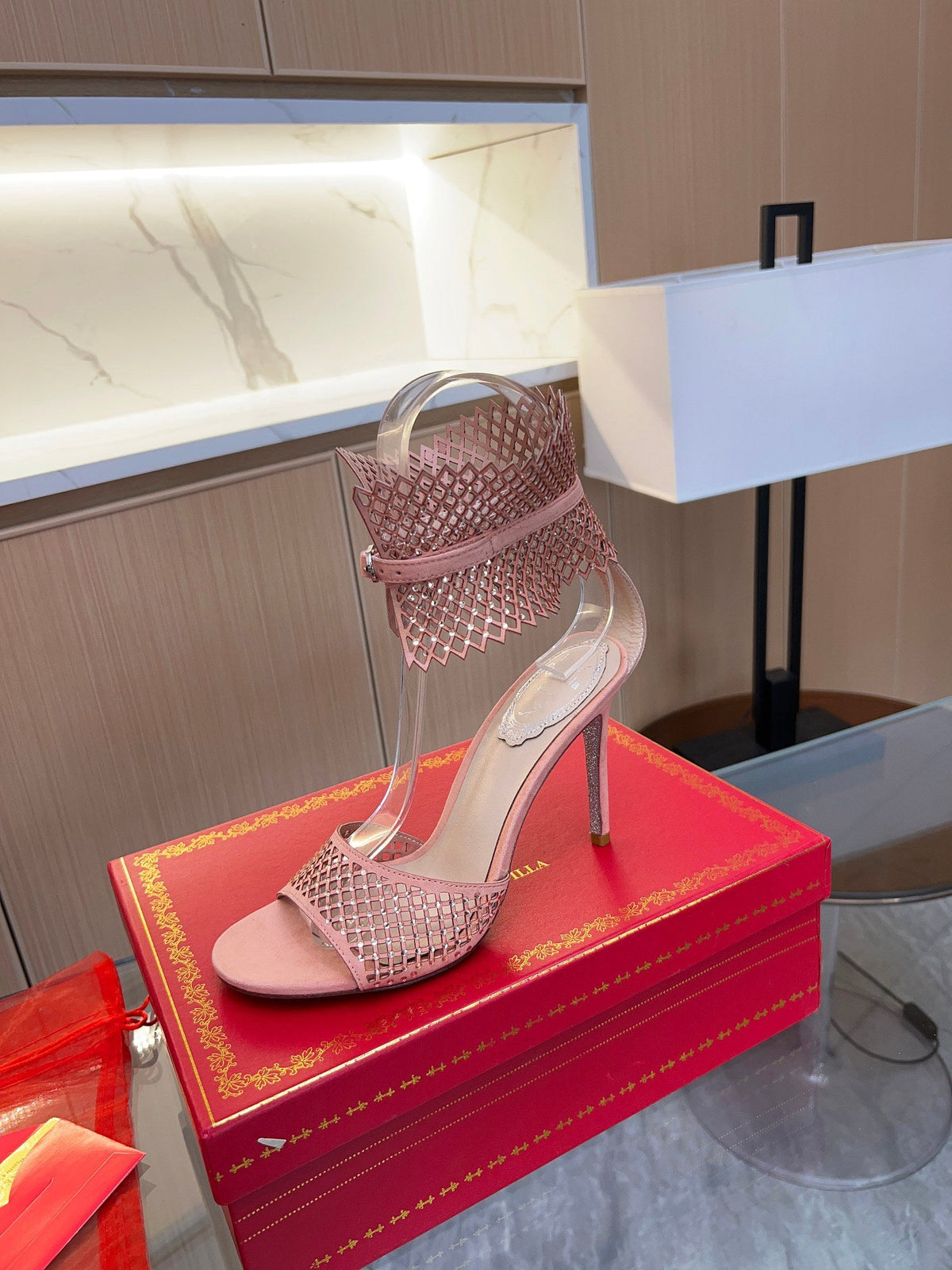 Crystal Mesh High Heels