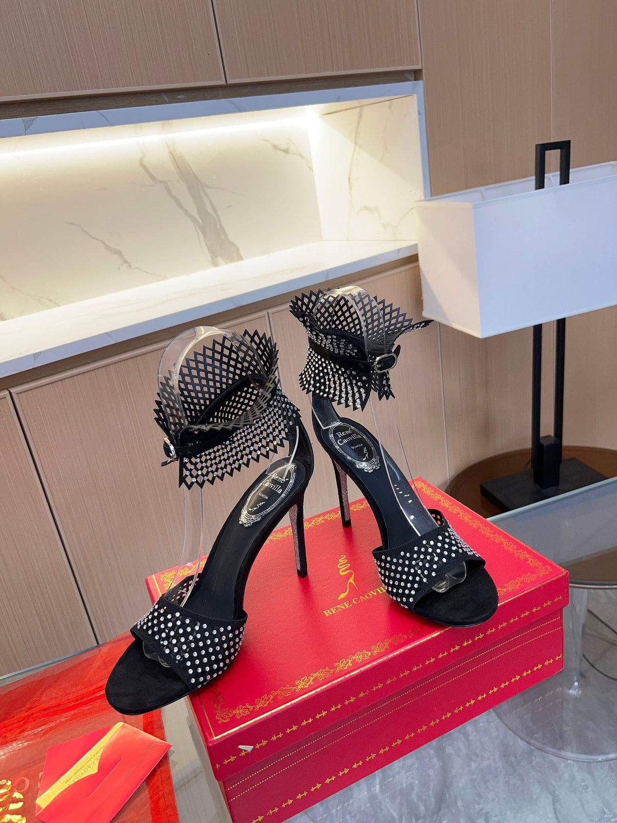 Crystal Mesh High Heels