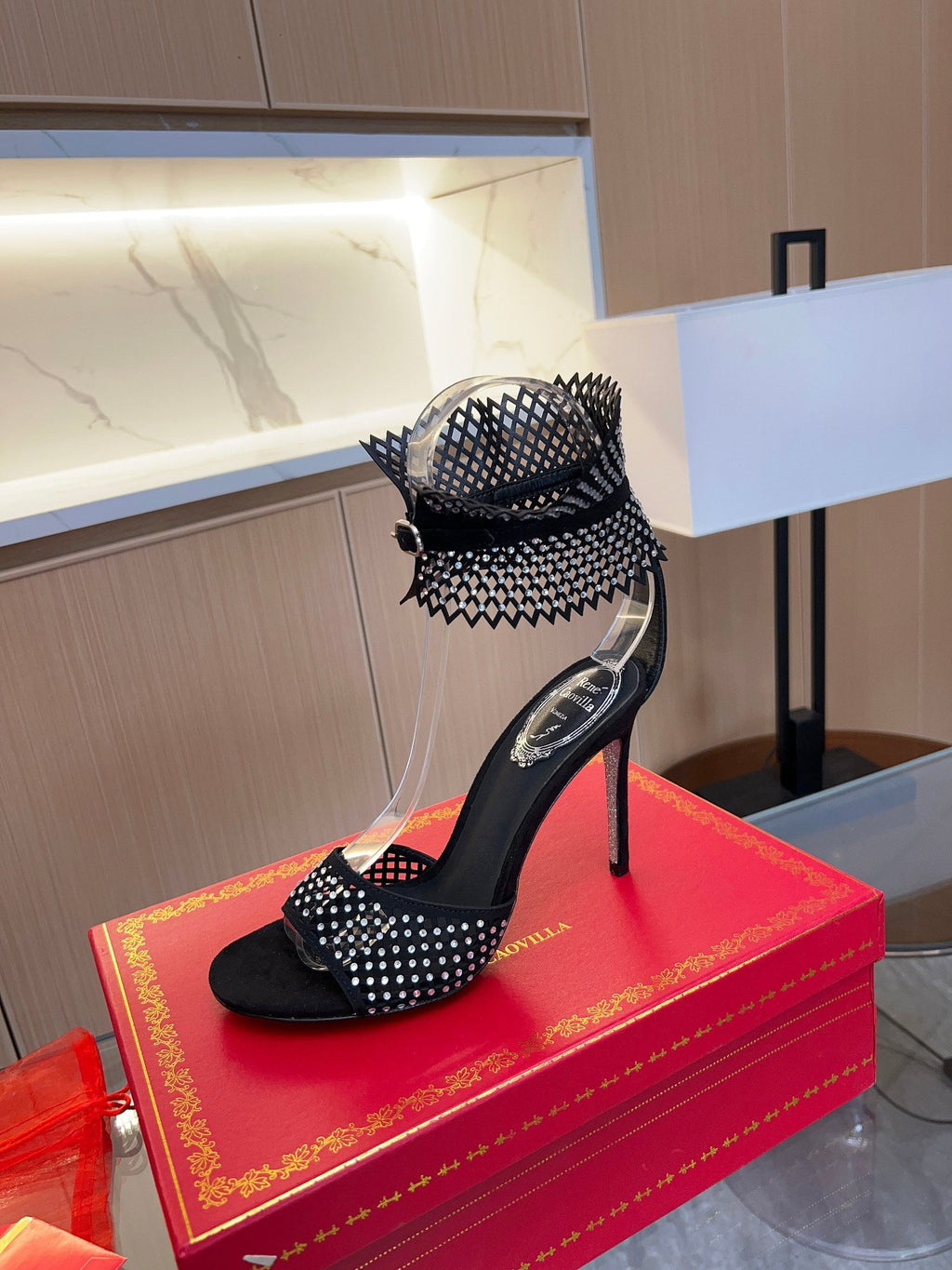 Crystal Mesh High Heels