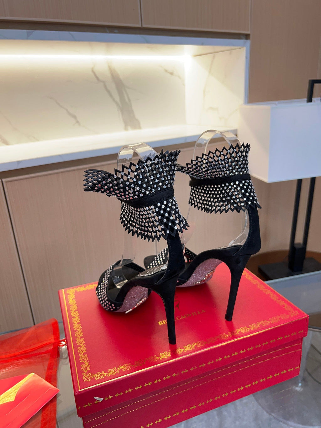 Crystal Mesh High Heels
