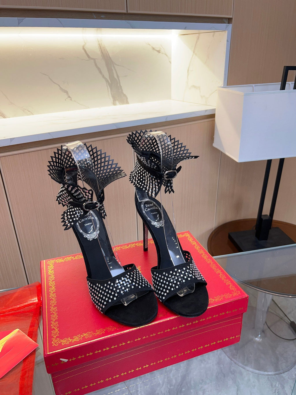 Crystal Mesh High Heels