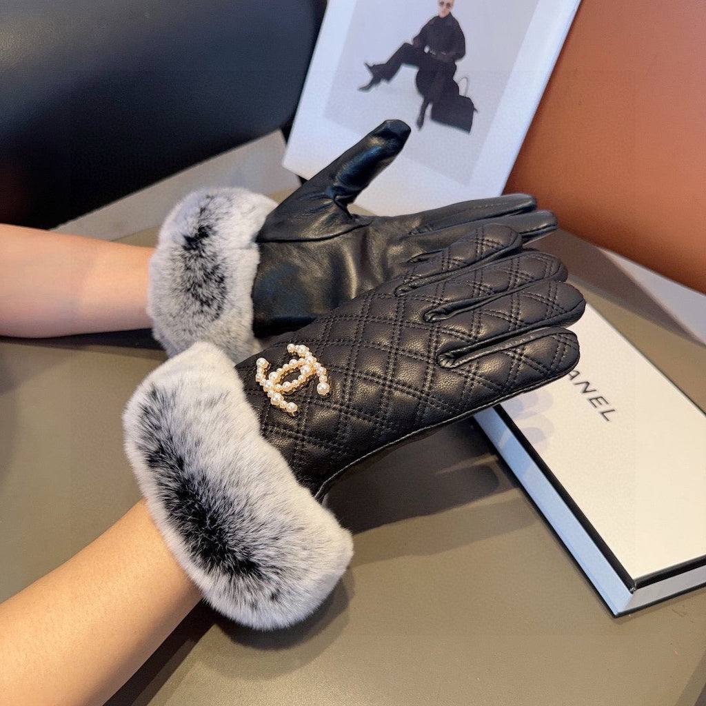 Sheepskin Leather Gloves with Rabbit Fur Lining