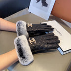 Sheepskin Leather Gloves with Rabbit Fur Lining