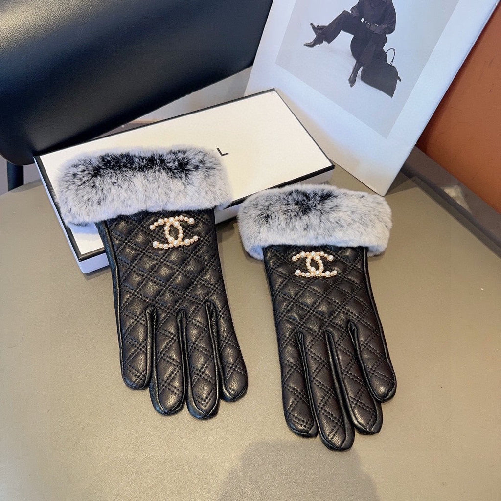 Sheepskin Leather Gloves with Rabbit Fur Lining