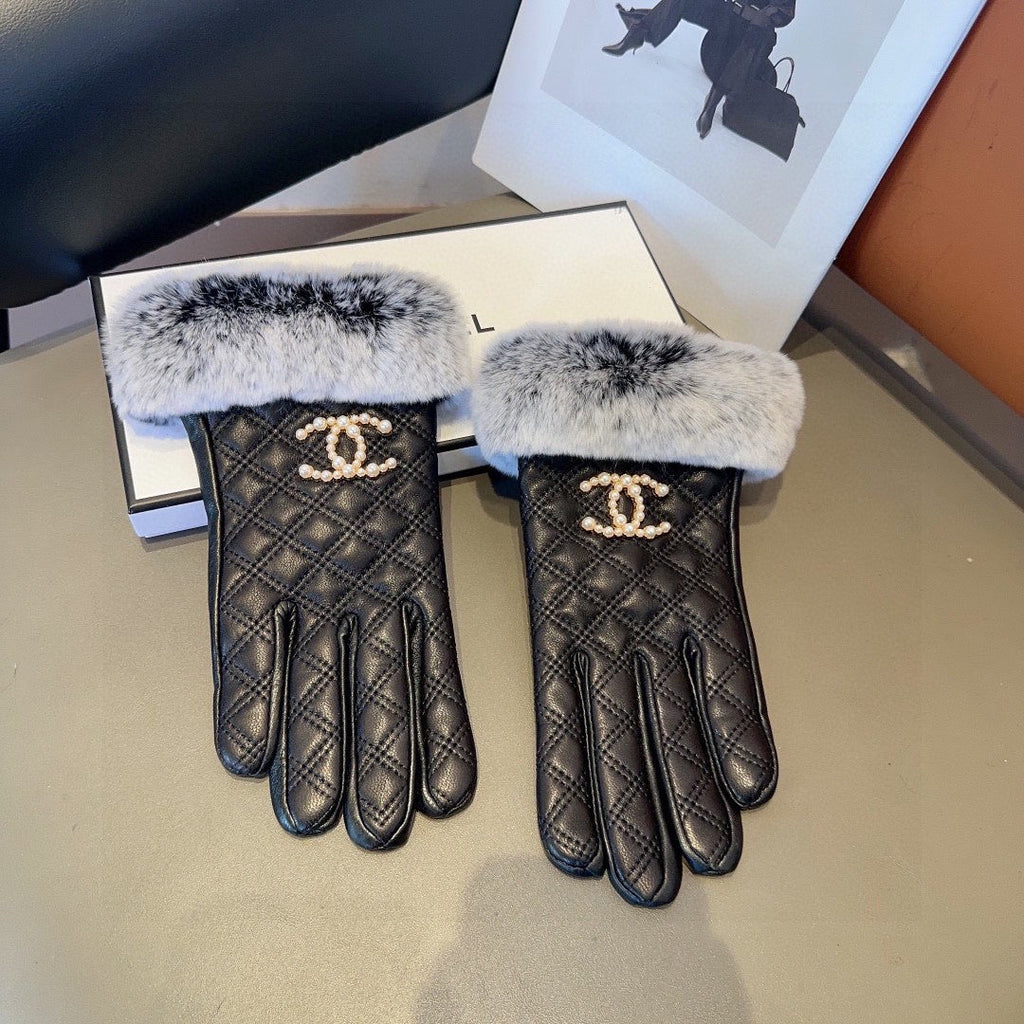 Sheepskin Leather Gloves with Rabbit Fur Lining