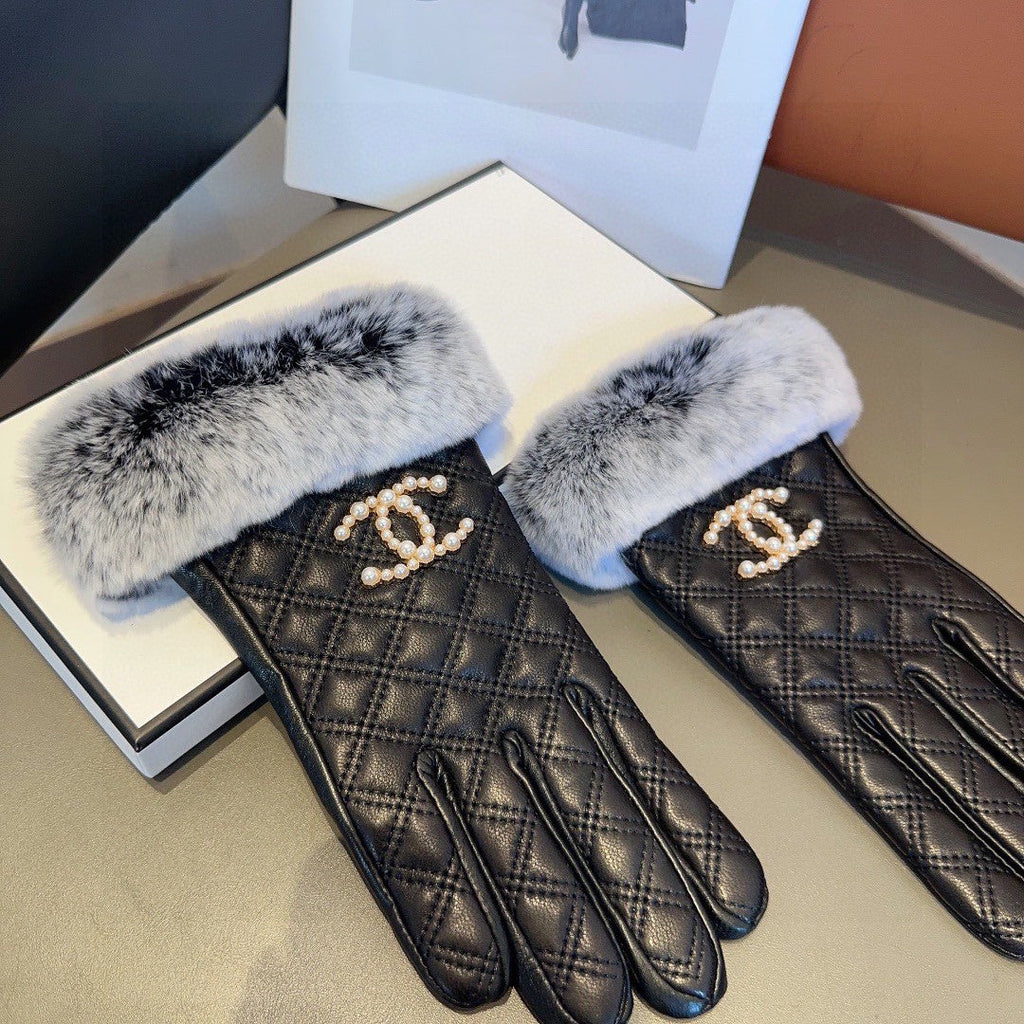 Sheepskin Leather Gloves with Rabbit Fur Lining