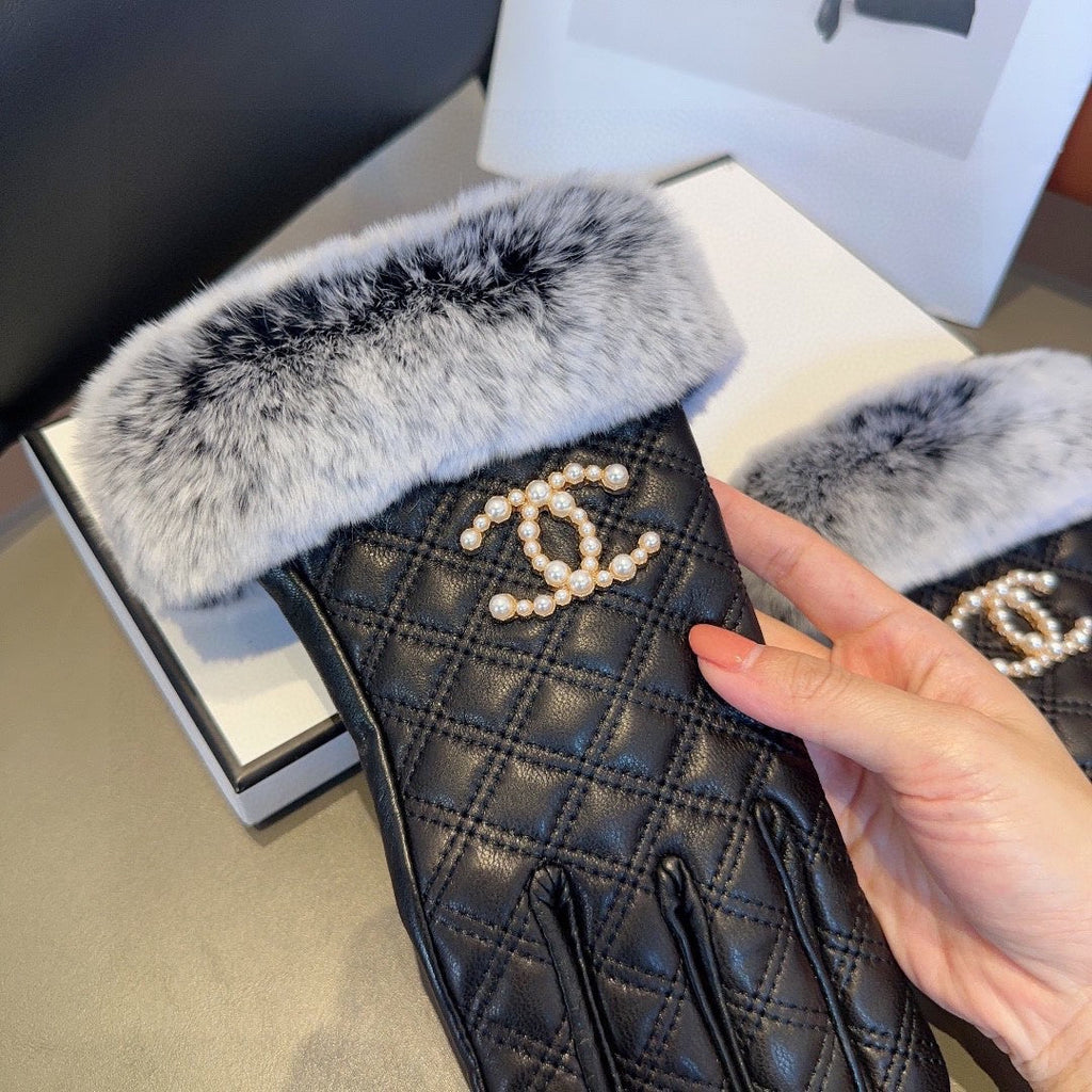 Sheepskin Leather Gloves with Rabbit Fur Lining