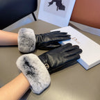 Sheepskin Leather Gloves with Rabbit Fur Lining