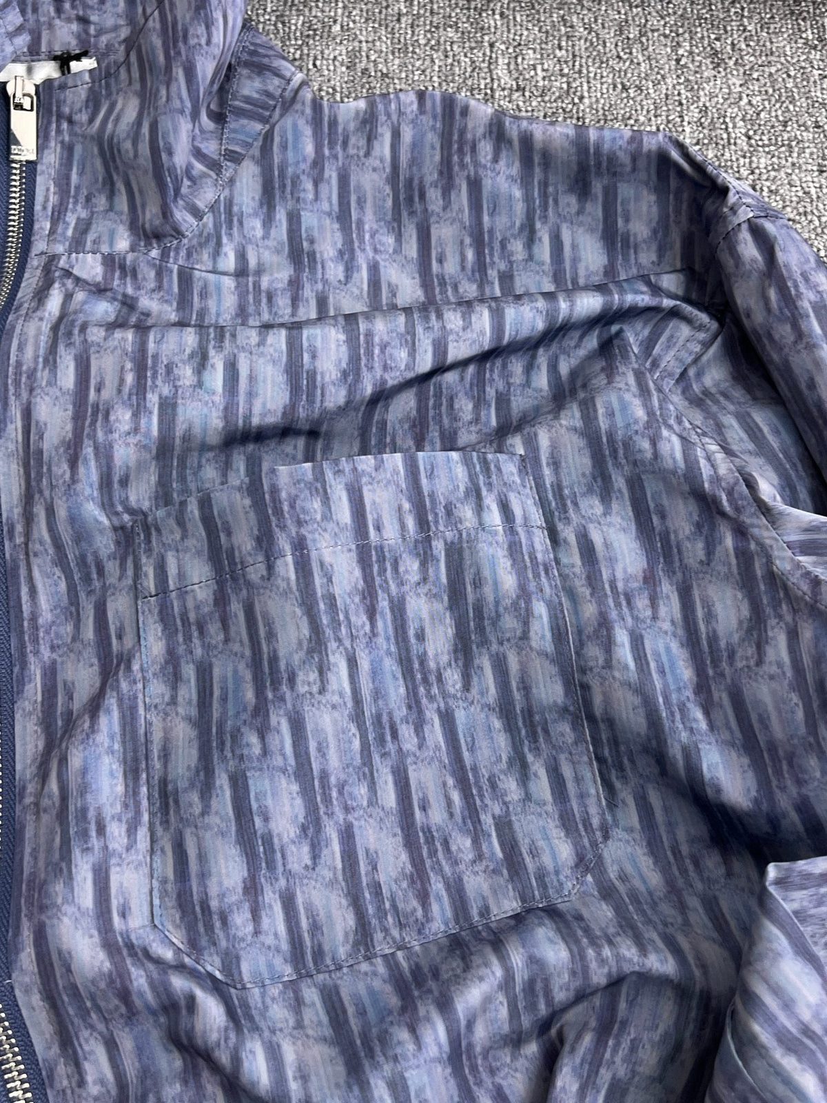 High-Neck Zip Jacket with OBlique Print
