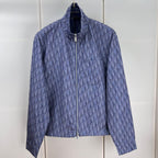 High-Neck Zip Jacket with OBlique Print