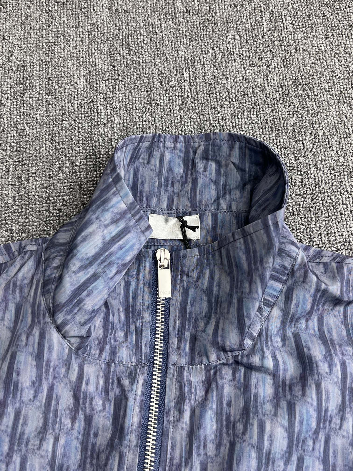 High-Neck Zip Jacket with OBlique Print