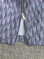 High-Neck Zip Jacket with OBlique Print