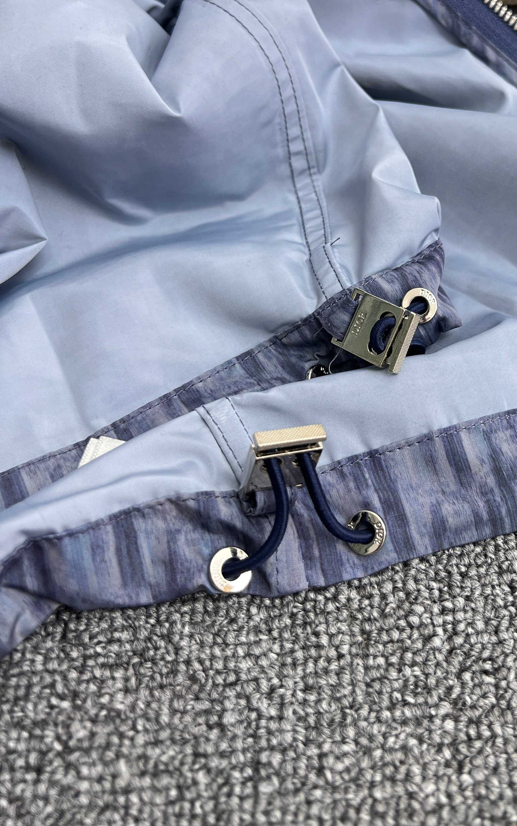 High-Neck Zip Jacket with OBlique Print