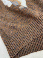Brown Casual Bear Knit Hoodie