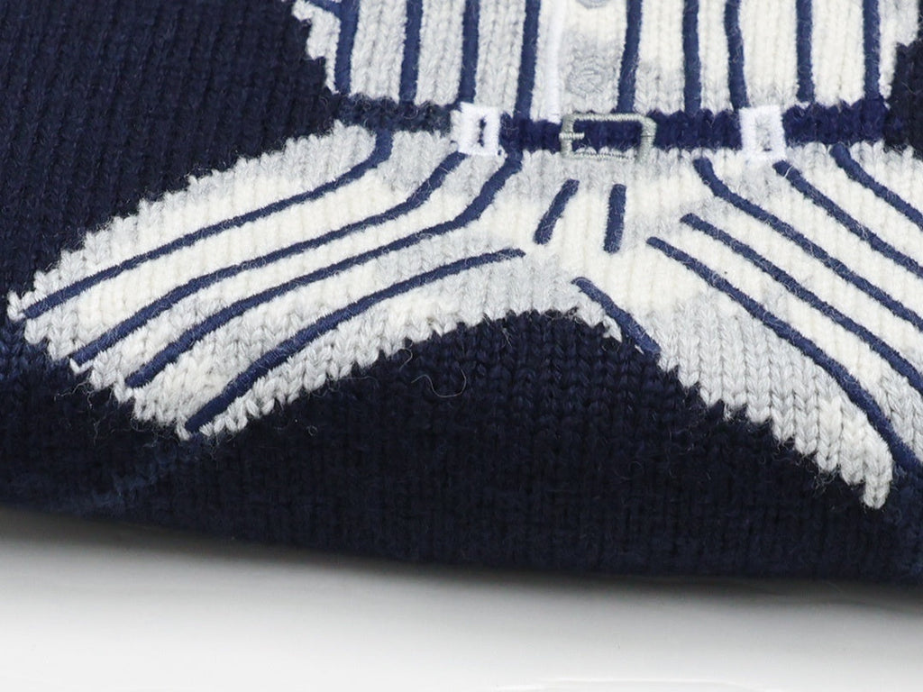 Navy Baseball Bear Knit Sweater
