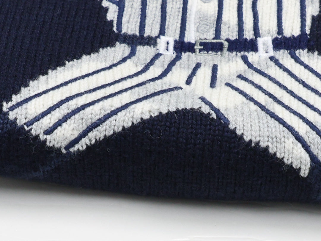 Navy Baseball Bear Knit Sweater