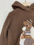 Brown Casual Bear Knit Hoodie