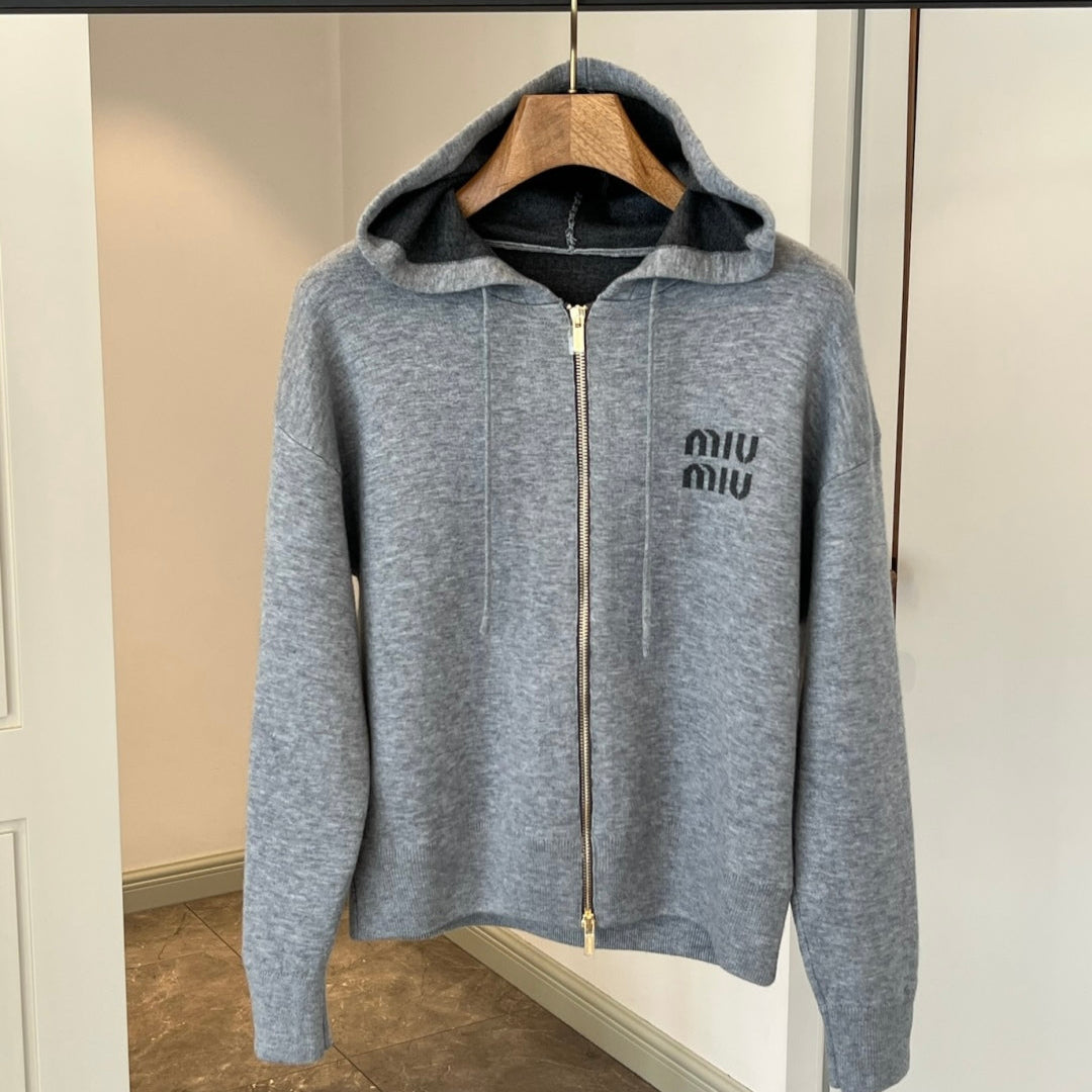 MM Double-Knit Wool Zip Cardigan