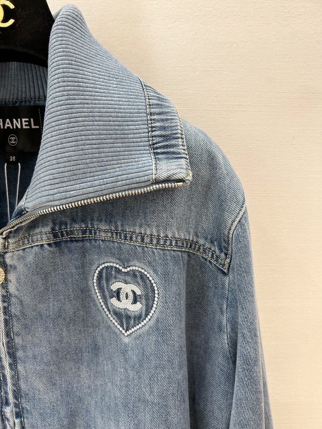 Denim Large-Lapel Jacket