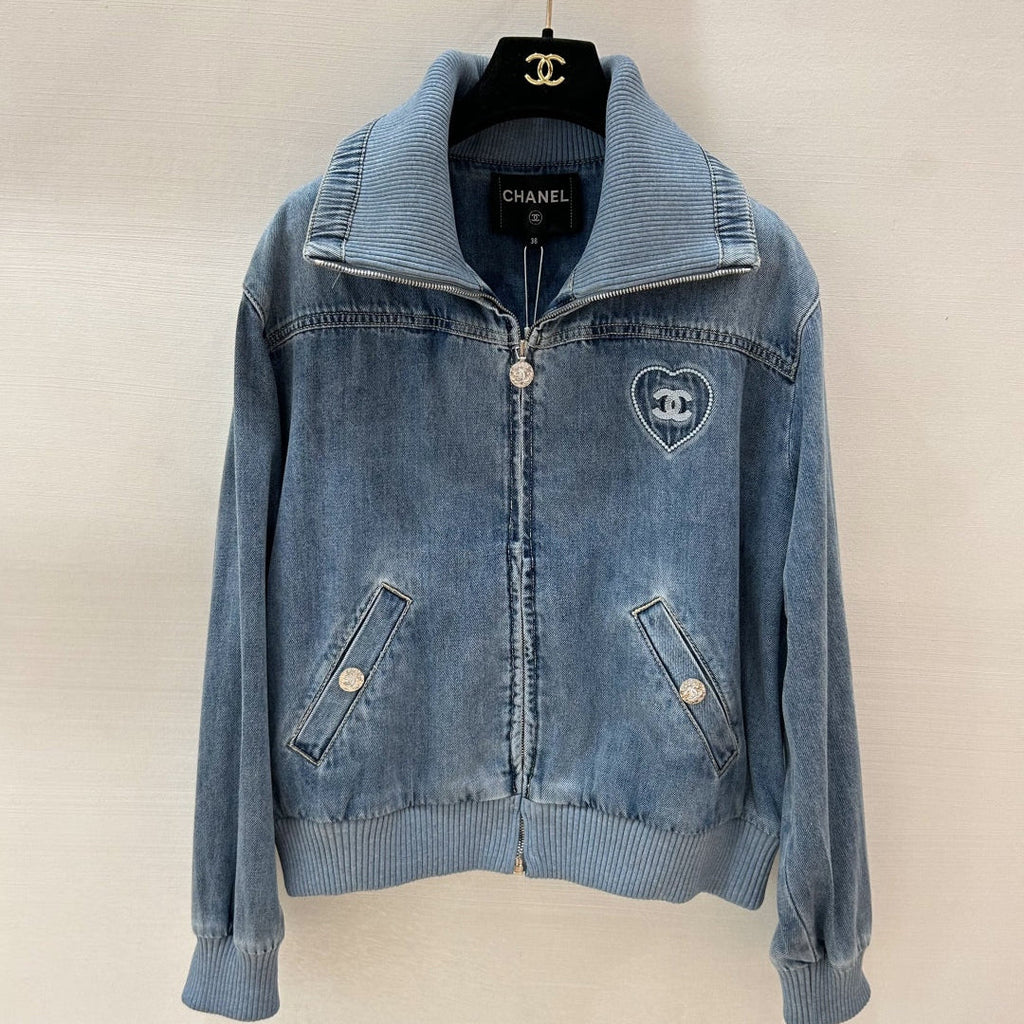 Denim Large-Lapel Jacket
