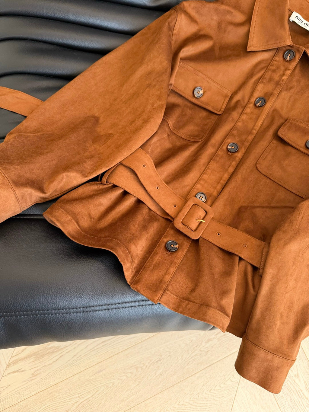 Chic Suede Belted Jacket Set