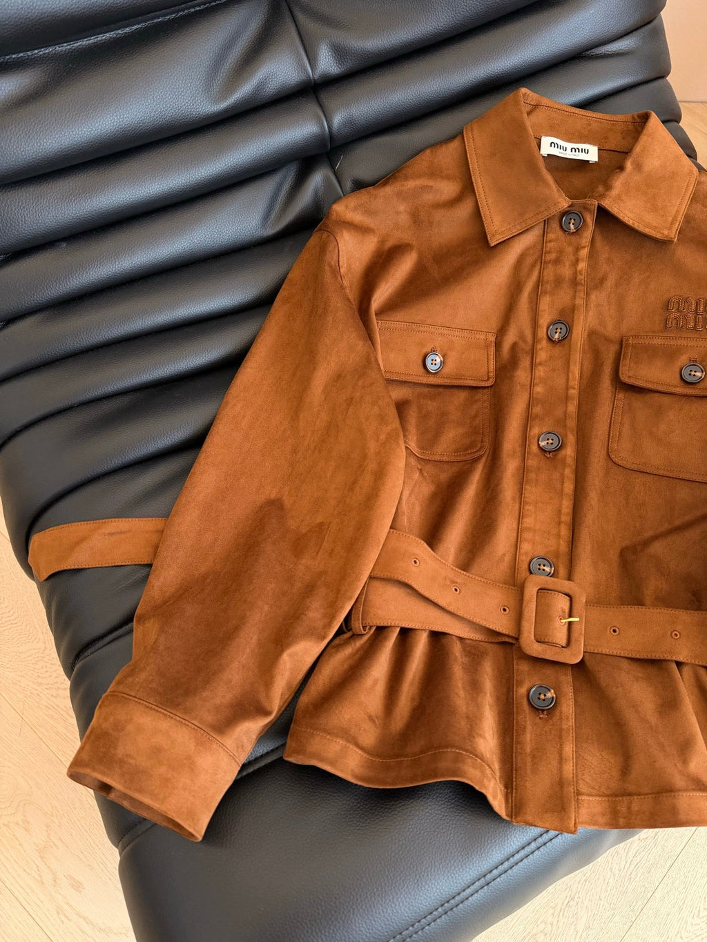 Chic Suede Belted Jacket Set
