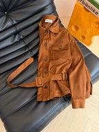 Chic Suede Belted Jacket Set