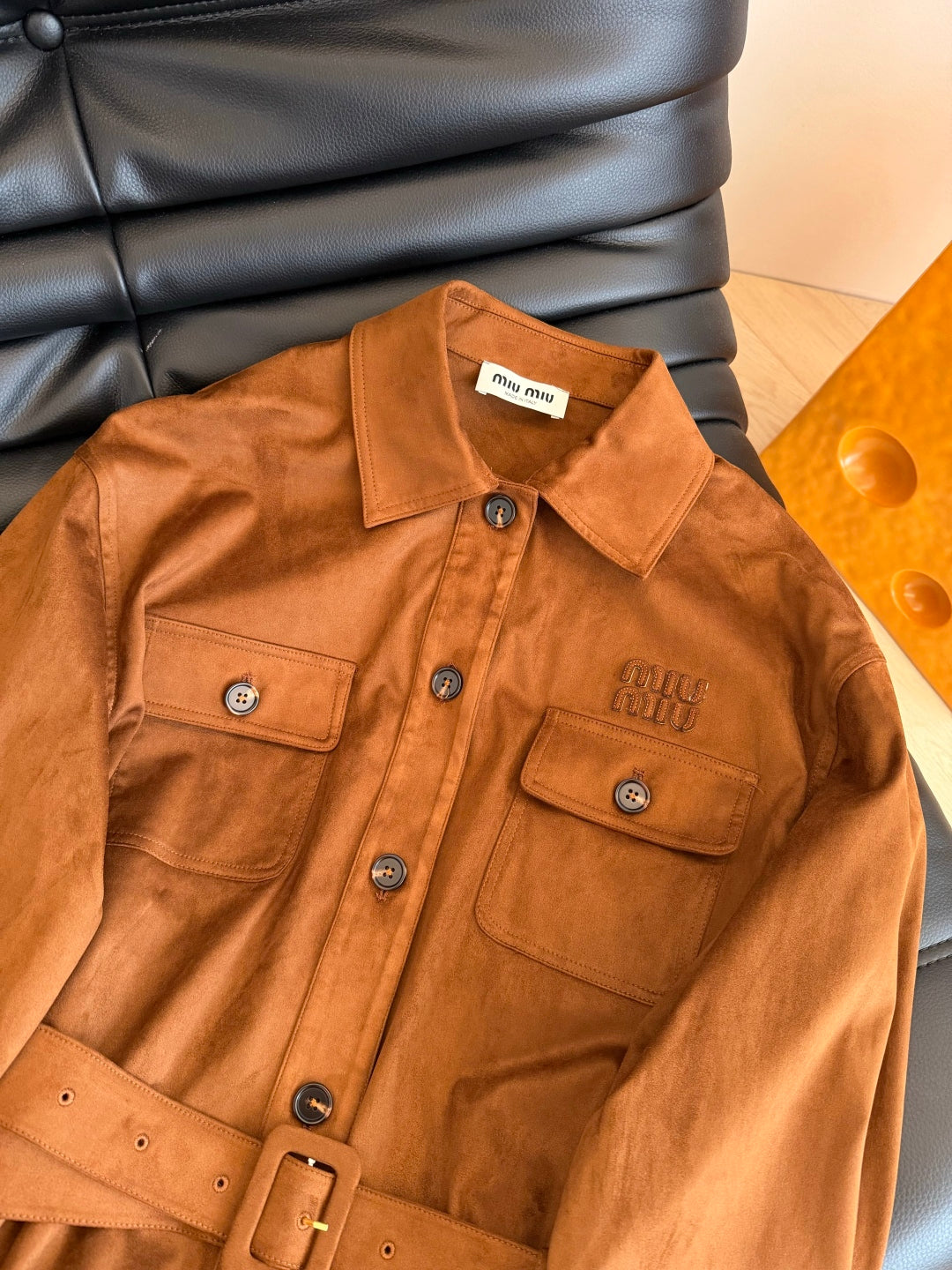 Chic Suede Belted Jacket Set