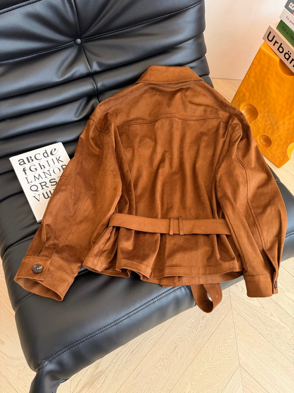 Chic Suede Belted Jacket Set