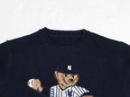 Navy Baseball Bear Knit Sweater