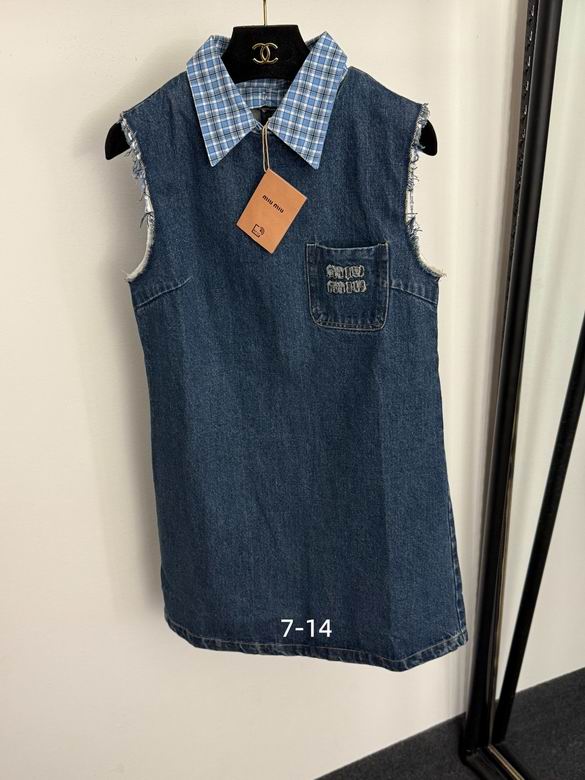 Darcy Check-Collar Sleeveless Denim Top